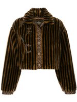 Fendi Pre-Owned striped faux fur jacket - Black - thumbnail