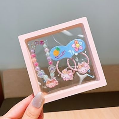 4 Pieces Toddler / Baby Girls' Active / Sweet Daily Rabbit Cartoon / Floral Floral Style Polyester Hair Accessories / Jewelry Set Light Green / Pink / Pearl Pink One-Size miniinthebox