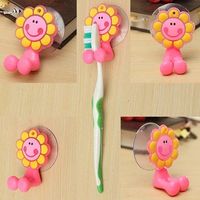 Creative Silicon Sunflower Toothbrush Holder With Suction Cup Set Wall Bathroom Hanger Suction