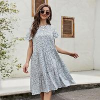 Women's Casual Dress Swing Dress Floral Ditsy Floral Patchwork Pocket Crew Neck Long Dress Maxi Dress Elegant Hawaiian Home Daily Short Sleeve Summer Lightinthebox