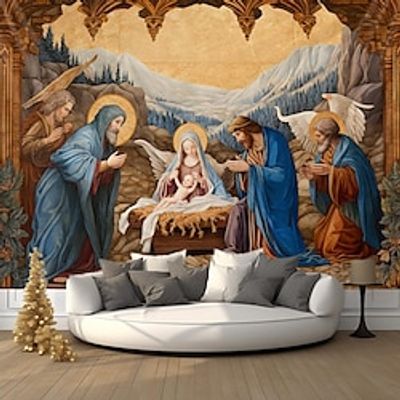 Christmas Nativity Hanging Tapestry Wall Art Xmas Large Tapestry Mural Decor Photograph Backdrop Blanket Curtain Home Bedroom Living Room Decoration Lightinthebox