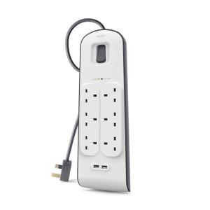 Belkin Surge 6 Power Outlet | 2 USB 2.4 A | BL-SRG-6OT-2USBUK