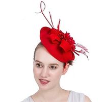 Fascinators Fabric Kentucky Derby Horse Race Cocktail Retro Elegant With Feather Floral Headpiece Headwear Lightinthebox - thumbnail