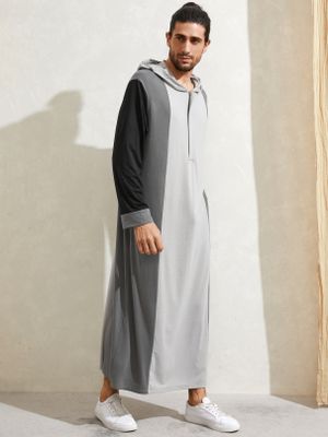 Men Ethnic Robe Loose Long Sleeve Vintage Casual Color Block Spliced Hoodie Men Ethnic Robe Loose Long Sleeve Vintage Casual Color Block Spliced Hoodie