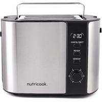 Nutricook Digital 2 Slice Toaster With LED Display, Stainless Steel Toaster with 2 Long & Extra Wide Slots, Silver, T102S, 2 Years limited Warranty, Silver