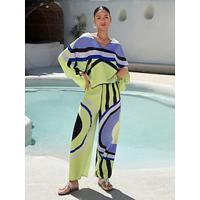 Satin Geometrical Multi Color Magyar Sleeve Matching Sets - thumbnail