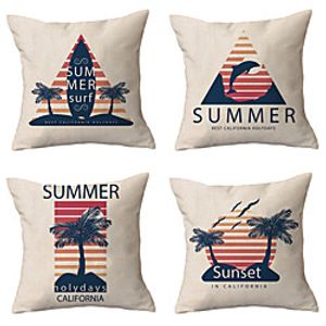 Double Side Cushion Cover 4PC Soft Decorative Square Throw Pillow Cover Cushion Case Pillowcase for Sofa Bedroom Superior Quality Machine Washable Lightinthebox