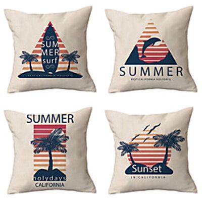 Double Side Cushion Cover 4PC Soft Decorative Square Throw Pillow Cover Cushion Case Pillowcase for Sofa Bedroom Superior Quality Machine Washable Lightinthebox