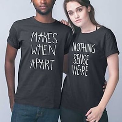 Couple Tshirt Letter 1pc Couple's Men's Women's T shirt Tee Crew Neck Black Valentine's Day Daily Short Sleeve Print Fashion Casual Lightinthebox