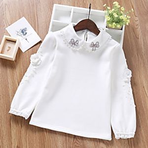 [3y-11y]big girl white long-sleeved cotton lapel bottoming shirt Lightinthebox