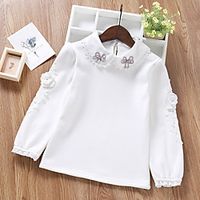 [3y-11y]big girl white long-sleeved cotton lapel bottoming shirt Lightinthebox - thumbnail