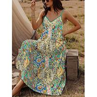 Women's Cami Dress Paisley Tribal Print V Neck Maxi Dress Boho Date Vacation Sleeveless Summer Lightinthebox