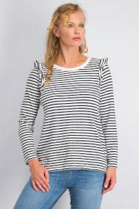 Womens Stripe Long Sleeve Top  White/Black