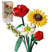 Miniature Building Blocks Bouquet Set Artificial Flowers Diy Unique Home Decoration Plant Series Suitable For 8-12-year-old Girls Home Decor Valentine's Day Girlfriend Gift Mother's Day Gift B Lightinthebox - thumbnail