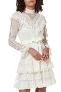 Glassy Frill Silk Mini Dress