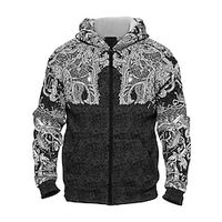 Men's Unisex Full Zip Hoodie Jacket Graphic Prints Zipper Print Sports  Outdoor Daily Sports 3D Print Basic Casual Hoodies Sweatshirts  Black Lightinthebox - thumbnail