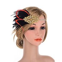 1920s Elegant Feather / Fabric Fascinators with Feather / Crystals 1 Piece Special Occasion / Party / Evening Headpiece miniinthebox - thumbnail