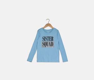 Kids Girls Long Sleeve Sister Squad Top  Tahoe Blue