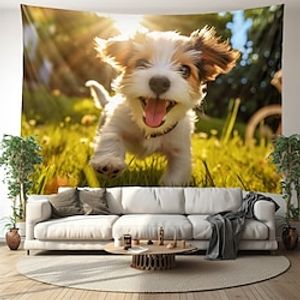 Happy Dog Hanging Tapestry Wall Art Large Tapestry Mural Decor Photograph Backdrop Blanket Curtain Home Bedroom Living Room Decoration Lightinthebox