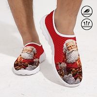 Men's Sneakers Xmas Christmas Santa Claus Watercolor Graphic Print Breathable Lightweight and Comfortable Casual Mesh Sneakers Lightinthebox - thumbnail