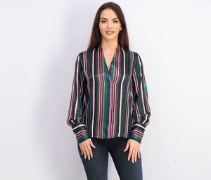 Womens V-neck Long Sleeve Shirt  Maroon/Green Combo