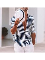 Mens Navy Striped Shirt