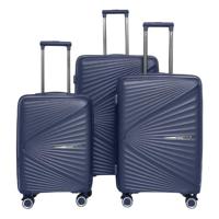 PARA JOHN Luggage Sets 3 Piece with Trolley Set with Lightweight Polypropylene Shell 8 Spinner Wheels for Travel BLUE