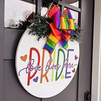 2PCS Rainbow Pride Welcome Door Sign Wooden Hanger Home Decoration Wooden Sign Wall Decoration Hanger Lightinthebox
