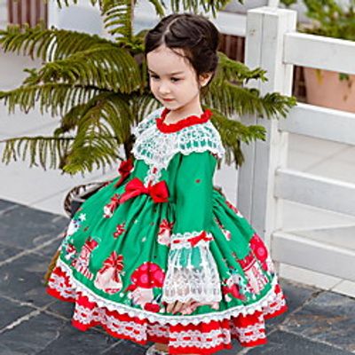 Princess Knee Length Flower Girl Dresses Christmas Polyester Long Sleeve Jewel Neck with Lace Lightinthebox Princess Knee Length Flower Girl Dresses Christmas Polyester Long Sleeve Jewel Neck with Lace Lightinthebox