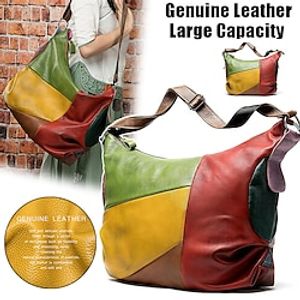 Women's Crossbody Bag Shoulder Bag Hobo Bag Leather Shopping Daily Holiday Zipper Large Capacity Durable Patchwork color miniinthebox