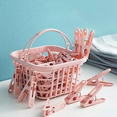 30pcs Plastic Clothes Pins, Clothes Drying Clips, Windproof Clothes Clips, Small Clothes Pegs (With Basket) miniinthebox