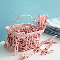 30pcs Plastic Clothes Pins, Clothes Drying Clips, Windproof Clothes Clips, Small Clothes Pegs (With Basket) miniinthebox - thumbnail