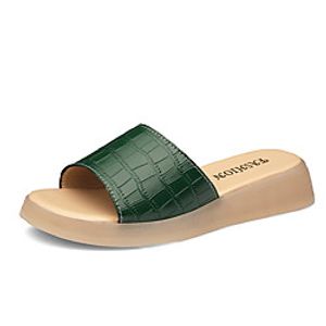 Women's Slippers  Flip-Flops Flat Heel Open Toe Home Daily Leather Solid Colored Green Black Beige Lightinthebox
