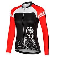 21Grams Women's Long Sleeve Cycling Jersey Spandex Polyester Black Patchwork Floral Botanical Bike Jersey Top Mountain Bike MTB Road Bike Cycling Breathable Reflective Strips Back Pocket Sports miniinthebox - thumbnail