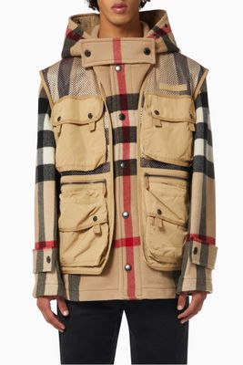 Check Technical Wool Jacket with Detachable Gilet Check Technical Wool Jacket with Detachable Gilet