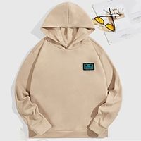 Men's Hoodie Light Khaki. Black White Hooded Print Holiday Going out Streetwear Cool Casual Winter Spring   Fall Clothing Apparel Hoodies Sweatshirts  Lightinthebox - thumbnail