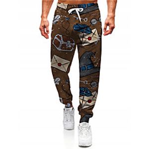 Men's Novelty Designer Casual  Sporty Big and Tall Breathable Sports Daily Fitness Jogger Pants Sweatpants Trousers Pants Graphic Prints Feather Full Length Drawstring Elastic Waist Brown Lightinthebox