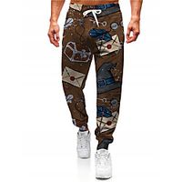 Men's Novelty Designer Casual  Sporty Big and Tall Breathable Sports Daily Fitness Jogger Pants Sweatpants Trousers Pants Graphic Prints Feather Full Length Drawstring Elastic Waist Brown Lightinthebox - thumbnail