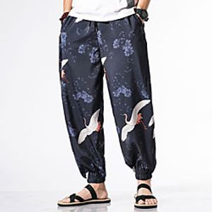 Men's Stylish Chinoiserie Pants Chinos Pants Animal Blue White Black miniinthebox