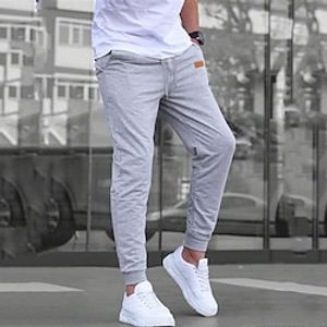 Men's Sweatpants Joggers Pocket Drawstring Elastic Waist Plain Comfort Breathable Casual Daily Holiday Sports Fashion Black Gray Stretchy miniinthebox