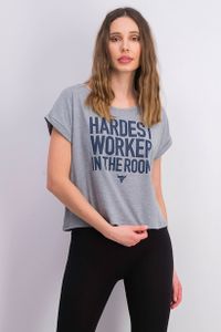 Womens The Rock Cropped T-Shirt  Grey Heather
