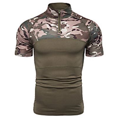 Men's T shirt Shirt Other Prints Camo / Camouflage Short Sleeve Sports Tops Green Gray miniinthebox