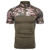 Men's T shirt Shirt Other Prints Camo / Camouflage Short Sleeve Sports Tops Green Gray miniinthebox - thumbnail
