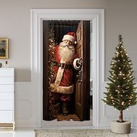 Christmas Decorations Door Cover, 1 Panel Door Curtain with Santa Claus or Snowman Pattern Home Xmas Decor for Living Room, Kitchen, Outdoor Lightinthebox - thumbnail