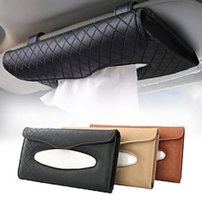 Car Tissue Holder Luxury Tissue Box Holder for Car Sun Visor Napkin Holder Hanging Car Tissues Holder for Car  Truck Decoration PU Leather Backseat Car Tissue Box 1PCS Lightinthebox