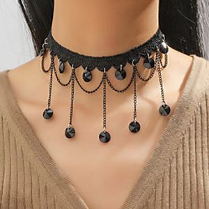 Choker Necklace Necklace Women's Tassel Fringe Luxury Unique Design Natural Romantic European Cool Wedding Black 37 cm Necklace Jewelry 1pc for Wedding Gift Daily Engagement Prom Line Lightinthebox