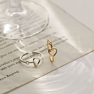 yongcheng s925 silver double love hollow ring peach heart sweet temperament zircon ring opening adjustment ring female tide Lightinthebox
