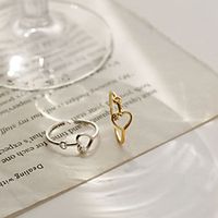 yongcheng s925 silver double love hollow ring peach heart sweet temperament zircon ring opening adjustment ring female tide Lightinthebox - thumbnail