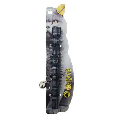 Swooosh Flying Lines Plain Grid Safe Cat Collar - Grey