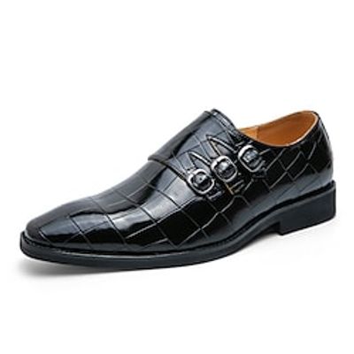 Men's Oxfords Formal Shoes Dress Shoes Monk Shoes Plus Size Casual British Wedding Daily PU Black White Fall Spring Lightinthebox